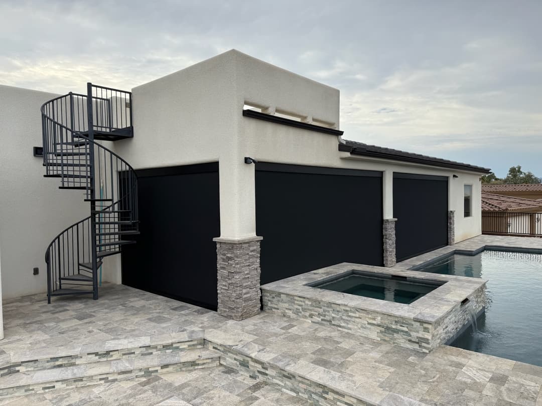 Sleek stone exterior shade installation near Phoenix AZ