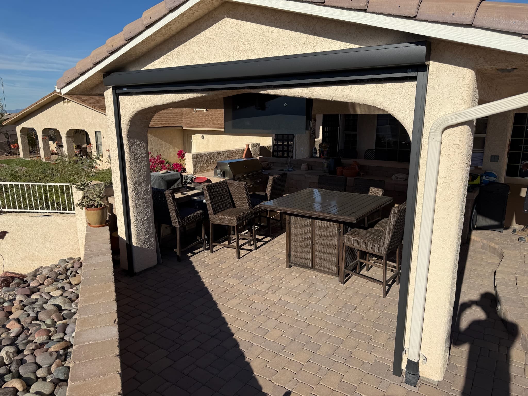 Exterior shade raised on the same Phoenix patio opening