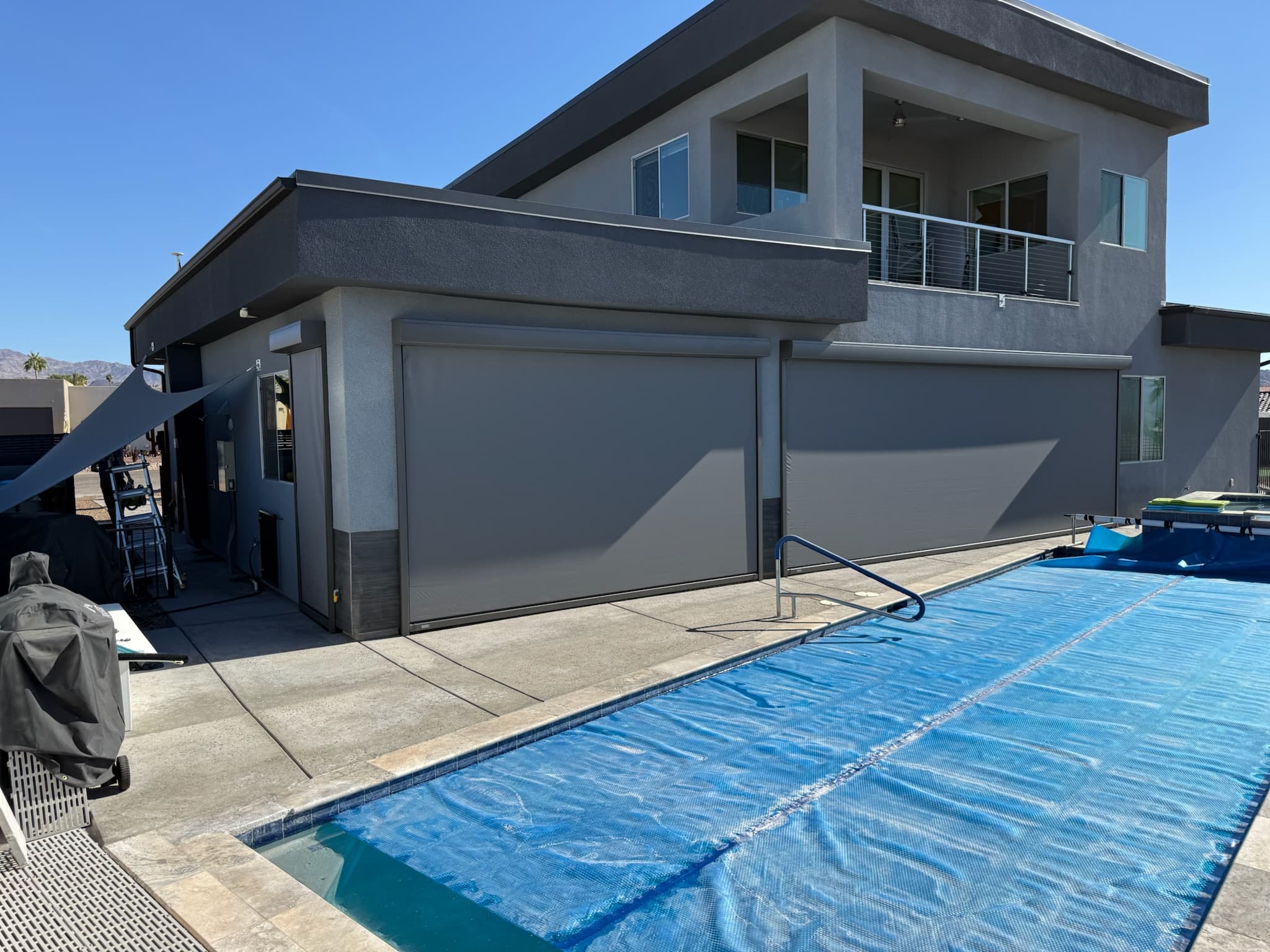 Poolside exterior roll shades in Phoenix AZ